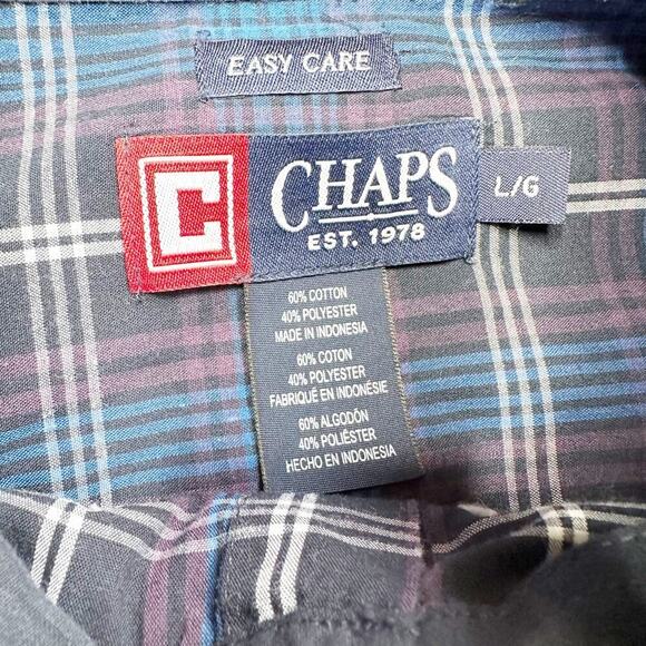 Chaps Men’s Easy Care Navy Blue Plaid Button Down Shirts Lot 3 Sz L - Picture 5 of 10